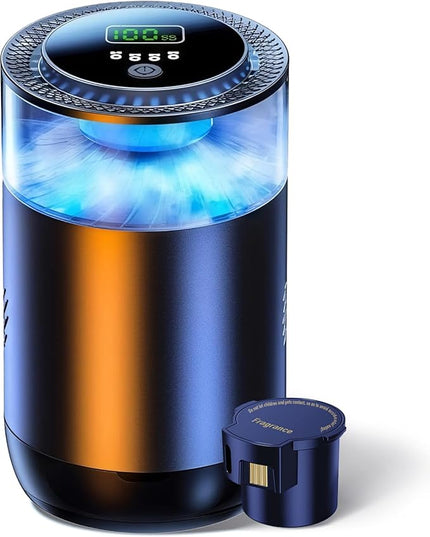 KOSHA Automobile Aroma Diffuser with Colorful Running Lights, 3 Mode Settings, 900mAh, Essential Oil Display, Non-Slip, Lasts 2000 Refills, Air Freshener for Car & Home (Snowy Summit)