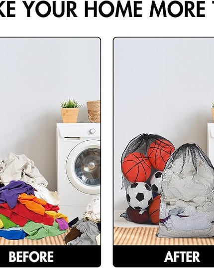 Berlune 30 Pack Large Mesh Laundry Bags, 24 x 36 Inch Bulk Wash Set with Drawstring for Commercial Use, Dorms, Vacation Rentals, Laundromats, Apartments & Facilities(Black)