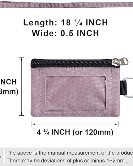 Minimalist RFID Blocking Small Wallet with ID Window,WaterResistant Zip Id Case Wallet with Lanyard Keychain for Cards,Cash,Travel,Women,Men