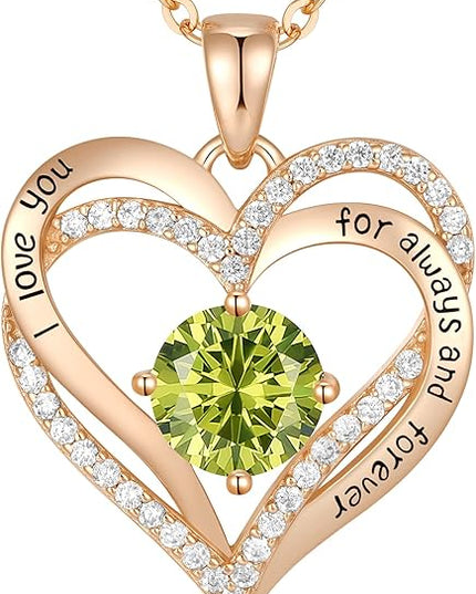 CDE Forever Love Heart Necklaces for Women, Wedding Anniversary, Birthday Mothers Day Christmas Day Gifts for Mom, Mother, Wife, friend, S925 Silver Jewelry with Birthstone Pendant