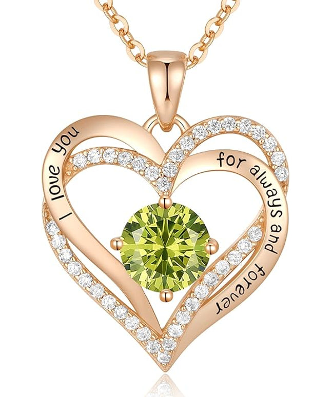 CDE Forever Love Heart Necklaces for Women, Wedding Anniversary, Birthday Mothers Day Christmas Day Gifts for Mom, Mother, Wife, friend, S925 Silver Jewelry with Birthstone Pendant