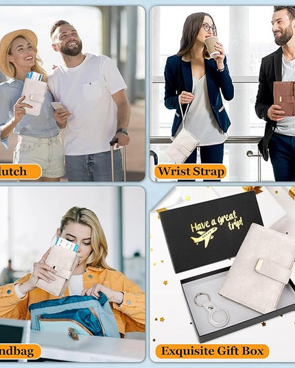 HUANLANG Passport Holder with Airtag for Women/Men, Airtag Passport Wallet for Travel Leather Passport Holder RFID Blocking,Travel Passport Walelt with Credit Card Holder