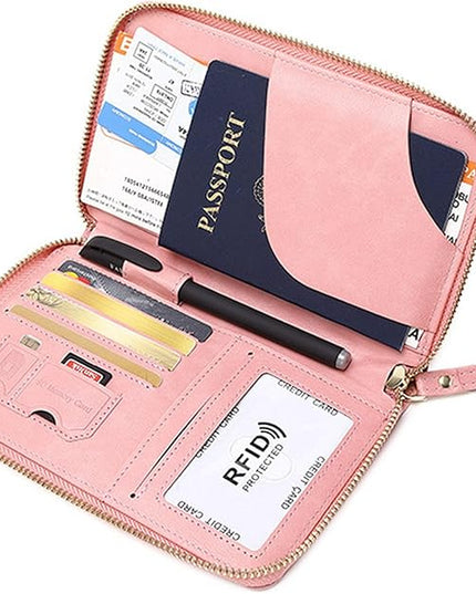 Multi-Function RFID Travel Passport Wallet with Phone Pocket - Ultimate Passport Holder for Women & Men | Holds Phones, Passports, Cash, Cards & Boarding Passes (Pink)