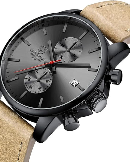 GOLDEN HOUR Mens Watch Fashion Sleek Minimalist Quartz Analog Mesh Stainless Steel Waterproof Chronograph Watches for Men with Auto Date
