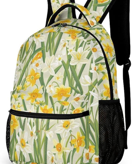 Fashion Yellow Floral Backpack Lightweight Large Capacity Laptop Daybag for Travel Work