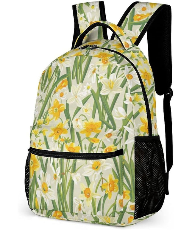 Fashion Yellow Floral Backpack Lightweight Large Capacity Laptop Daybag for Travel Work