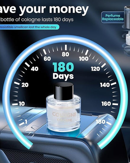 Smart Car air Fragrance/Car air freshener/Fragrance Diffuser for Auto Home Office Bedroom,Auto On/Off,3-Modes Adjustable, Built-in Battery,Starry Light,Lasts for 24 Weeks,Cologne