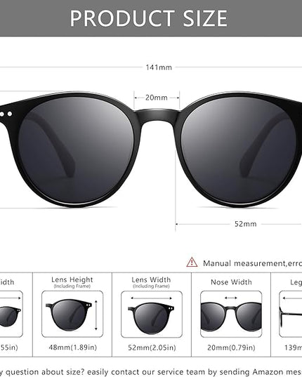 SUNGAIT Classic Vintage Round Polarized Sunglasses for Women Men Retro Style UV400