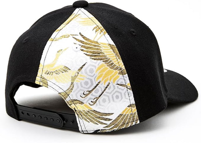 W@nderFabric Traditional Japanese Kimono Baseball Cap, Embroidered Pattern, Adjustable Snapback Flat Brim, 6-Panel Cap