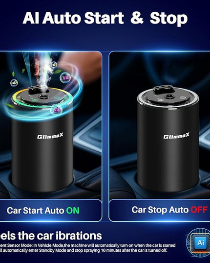 Smart Car Air Freshener Diffuser with Starry Sky Projection and 50ml Perfume, Auto On/Off Intelligent, 3 Adjustable Spray Modes Rechargeable Car Aroma Diffuser, Cologne