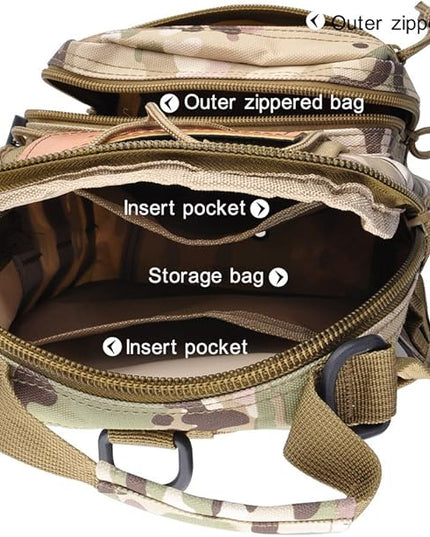 Qcute Tactical Backpack, Waterproof Military Cross-body Molle Sling Shoulder Backpack Chest Bag for Outdoor Every Day Carry