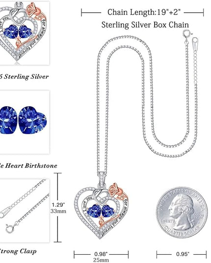 Iefil Christmas Gifts for Wife Women - 925 Sterling Silver Double Birthstone Necklace, Anniversary Birthday Gifts for Women, Jewelry Gift for Wife Girlfriend Mom Her