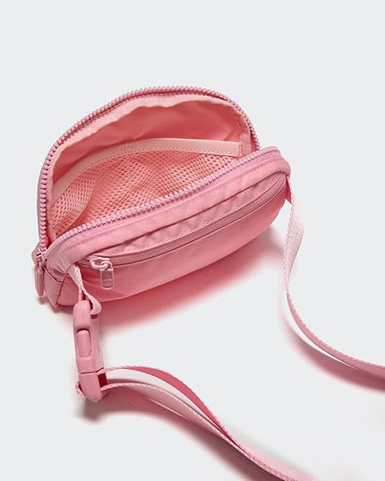 Pander Two Way Zipper Fanny Pack Nylon Everywhere Belt Bag for Women, Water Repellent Waist Packs, Crossbody Bags with Adjustable Strap (Light Pink).