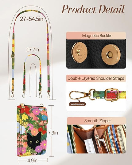 Cute Small Crossbody Purse Cell Phone Bags for Women - Leather Cellphone Wallet Purse with Shoulder Strap