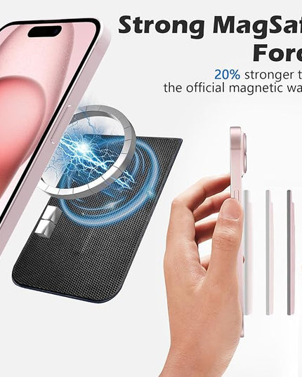 imluckies Magnetic Wallet for iPhone Magsafe, Double Stretchy Fabric Pocket Wallet, Magnet Credit ID Card Wallet Holder for iPhone 17 Pro Max / 17 Pro / 17/16 / 15/14 / 13/12 Series, Pink