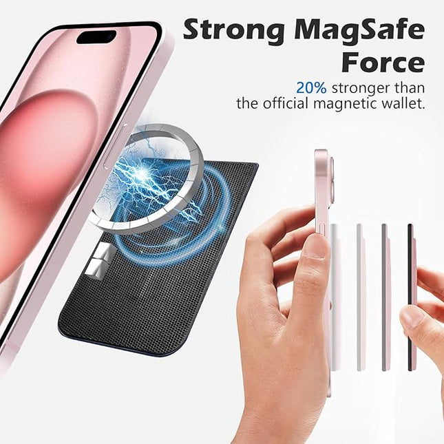 imluckies Magnetic Wallet for iPhone Magsafe, Double Stretchy Fabric Pocket Wallet, Magnet Credit ID Card Wallet Holder for iPhone 17 Pro Max / 17 Pro / 17/16 / 15/14 / 13/12 Series, Pink