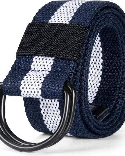 maikun Mens & Womens Canvas Belt with Black D-ring Buckle 1 1/2" Wide Solid Color Fabric Belt for Men