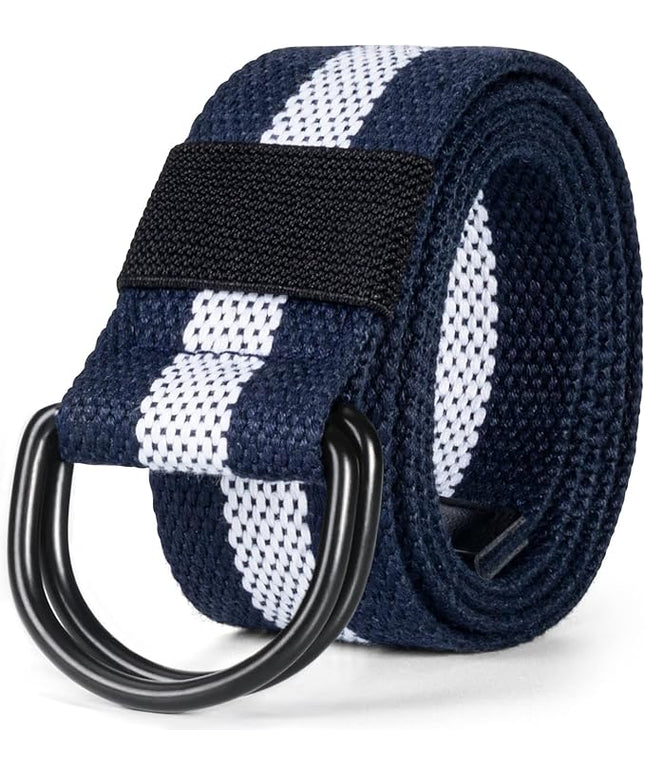 maikun Mens & Womens Canvas Belt with Black D-ring Buckle 1 1/2" Wide Solid Color Fabric Belt for Men
