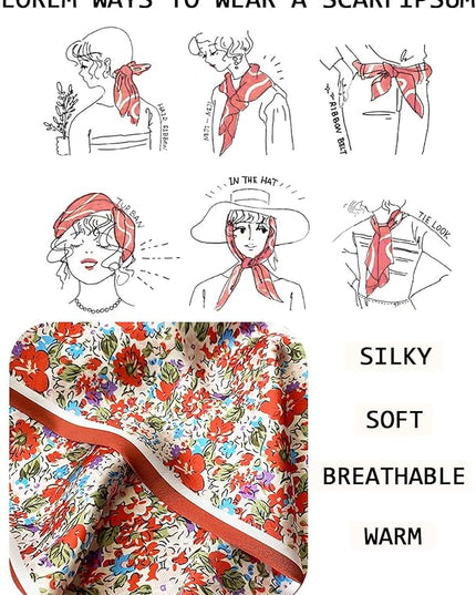Head Scarf Purse Handle Neck Satin Hair Scarfs For Bag Lightweight Silky Long Thin Women's Fashion Scarves 59 * 5.9”
