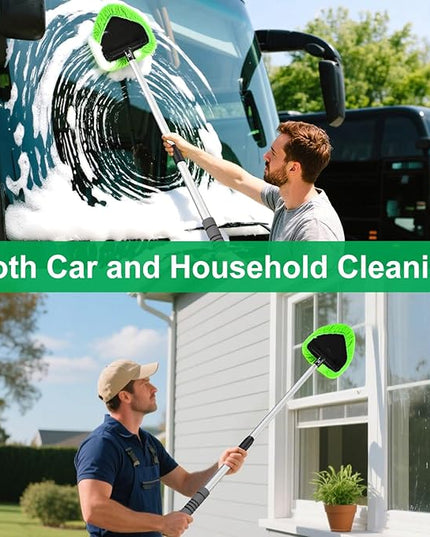 XINDELL 29-inch Windshield Cleaner Tool – Car Interior Window Cleaning Kit with Extended Long Handle & 4 Microfiber Pads, Auto Wiper Windshield Brush for Car, Trucks, SUVs, RVs & Home