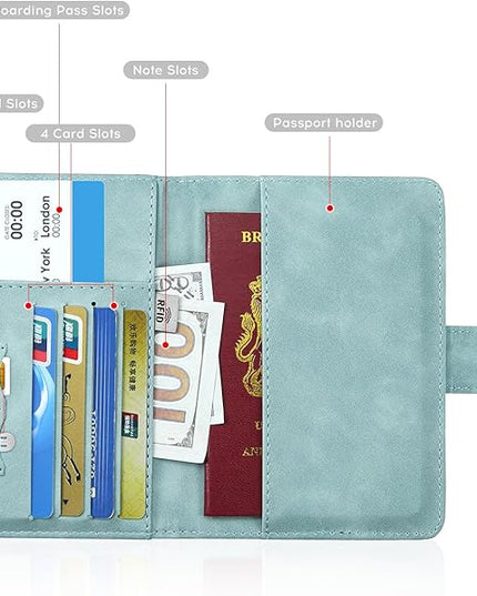 ILIYAH-Passport Cover-Passport Holder Travel Wallet-RFID Blocking Passport Case Travel Accessories Card Holder Wallet Unisex Travel Gifts(Blue)