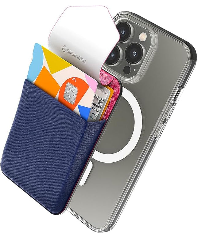 Sinjimoru Privacy Cover Magnetic Card Holder, Magnetic Phone Wallet Stick on as Credit Card Holder for MagSafe Compatible with iPhone 16 15 14 13 12 Series. M-Flap