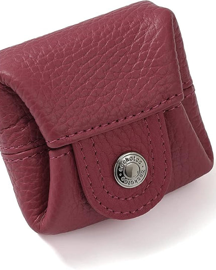 Cockatoo Genuine Leather Coin Pouch Change Holder, Mini Snap Pocket Wallet for Men Women (Fuchsia, Small)