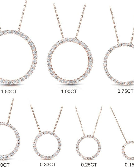 Diamond Wish 1/6 to 1 Carat Diamond Circle of Life Round Pendant Necklace for Women in 14k Gold (I1-I2, cttw) on 18 Inch Long Chain with Spring Ring Clasp