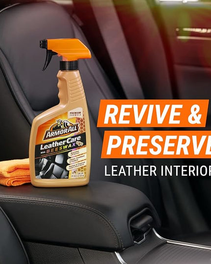 Armor All Car Leather Cleaner Spray, Beeswax Leather Care Spray for Cars, Trucks, Motorcycles, 16 Oz Each (Pack of 2)