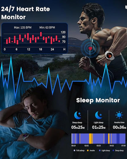 LIGE 1.43" AMOLED Smart Watch for Men with Flashlight, Bluetooth Calling, 100+ Sport Modes, 530mAh, IP68 Waterproof Fitness Tracker for Workout, iOS Android Compatible, Silver Steel