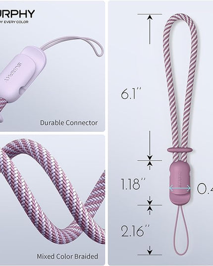 SURPHY 2 Pack Phone Lanyard for Cellphone Case, Phone Wrist Strap for Case, Cellphone Strap with 2-Color Braided, Charm Wrist Lanyard for Women and Men, Lilac & Lilac Purple