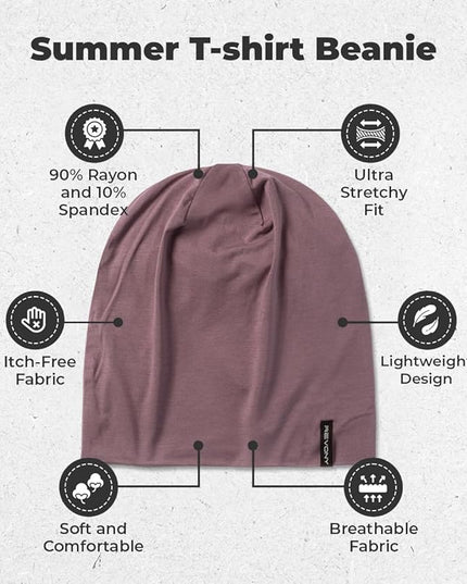Summer T-Shirt Beanie for Men & Women - Soft Modal - Slouchy Style
