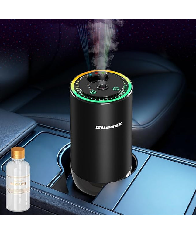 Smart Car Air Freshener Diffuser with Starry Sky Projection and 50ml Perfume, Auto On/Off Intelligent, 3 Adjustable Spray Modes Rechargeable Car Aroma Diffuser, Cologne