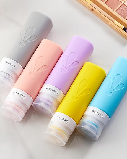 INSFIT Travel Bottles for Toiletries, TSA Approved 3oz Travel Size Toiletries, BPA Free Leak Proof Squeezable Silicone Tubes Travel Essentials for Shampoo Conditioner Lotion Soap