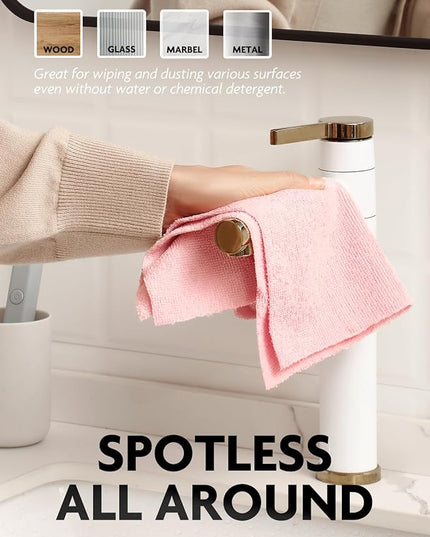 Fantasticlean Microfiber Cleaning Cloth Roll -675 Pack, Tear Away Microfiber Towels, 12" x 12", Reusable, Washable, Ultra Absorbent Dishcloth for All-Around Cleaning Supplies (9 Rolls of Pink)