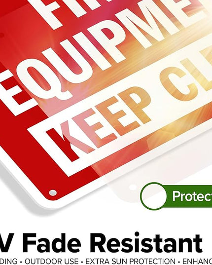Fire Equipment Keep Clear Sign, 10x7 Inches, 55 mil thick HDPS (high density polystyrene), Made in USA by My Sign Center