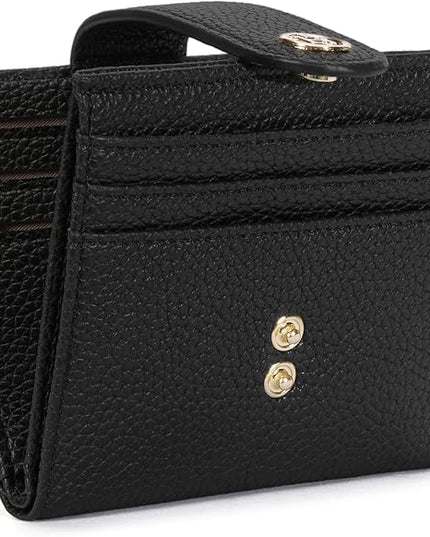 BOSTANTEN Slim Wallet for Women Small RFID Blocking Credit Card Holder Leather Bifold Wallets with Zipper Coin Pocket Black