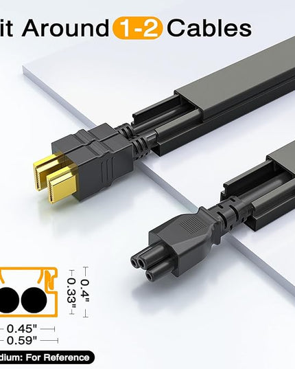 Delamu 157in Cord Covers for Wires on Wall, Cord Hider for 1 Cord, Paintable Cable Hider, Cable Management Wire Covers for Cords,W0.55 H0.4in, Black