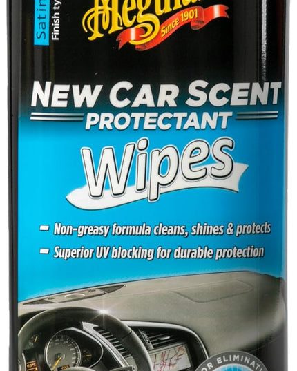 Meguiar's New Car Scent Protectant Wipes - Easy to Use Car Wipes that Protect and Freshen Your Car's Interior - Ideal for Car Detailing & Maintenance - 30 Ct