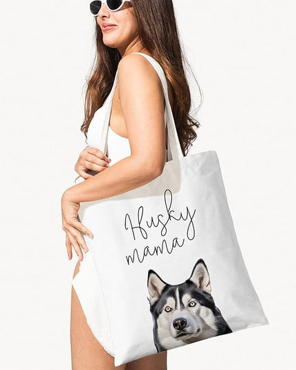 Dog Mama Canvas Tote Bag for Women, Dogs Lover Gift for Dog Mom, Birthday Christmas Cute Rottweiler Gifts For Women.