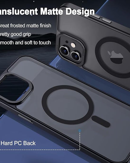Hython Case for iPhone 11 Case Magnetic Translucent Matte Phone Cases 6.1" [Compatible with MagSafe] Thin Slim Fit Shockproof Bumper Hard Protective Cover for Women Men Girls, Frosted Black