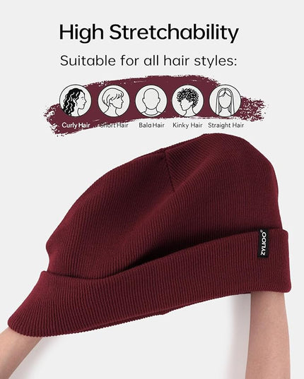 Zylioo Oversize Beanie Hats, XXL Big Size Ribbed Knit Cuffed Winter Hat for Cold Weather, Warm Skull Watch Cap