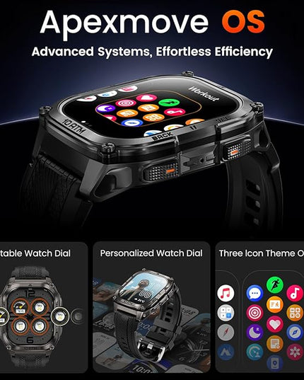 KOSPET Tank M4 Smart Watch for Men, Full Stainless Steel, GPS & Offline Maps, 10ATM Waterproof 45m Freediving, 50-Day Battery, Bluetooth Calls, 24/7 Heart Monitor, for Android & iOS