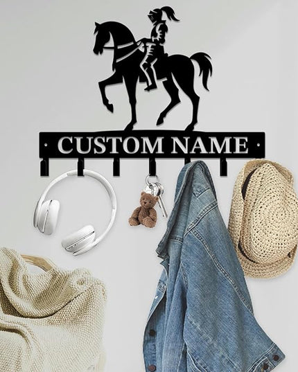 peanut case Personalized Farm Horse Keys Hooks,Custom Name Metal Cowboy Horse Art Keys Hooks,Metal Horse Lover Wall Home Storage Decorative Keys Hooks,Key Holder Hooks for Wall (Style C)
