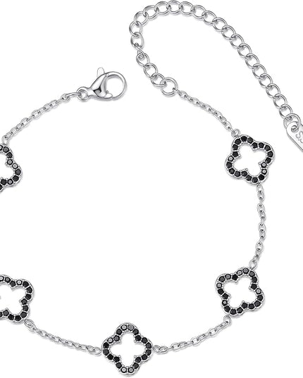 CLAIRETTE Premium PVD Gold-Plated Clover Lucky Bracelet for Women Flower Four Leaf Link Bracelets Trendy Jewelry Gifts for Women