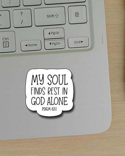 (3Pcs) My Soul Finds Rest in God Alone Sticker, Christian Gifts Decorate Books Laptop Phone, Water Bottles Kindles Stickers, Tumbler Sticker Waterproof Vinyl Decorate 3 x 2,8" Inch