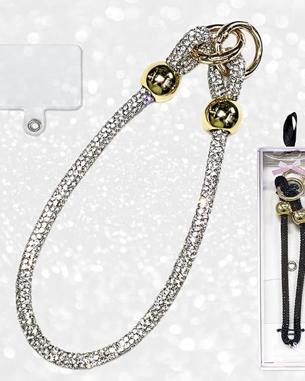 Glitter Phone Wrist Strap for Women Men - Sparkling Rhinestone Design Phone Bracelet Keychain, Anti-Lost Cellphone Lanyard for Mobile, Bag & Key Accessories (Z-Black)