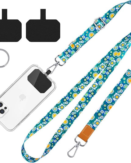 Phone Lanyards, Wrist Lanyards for Keys, Adjustable Shoulder Neck Strap,Universal Crossbody Cell Phone Lanyard for iPhone Case ID Badges,Card Holder, Car Key, and Most Smartphones (Daisy)