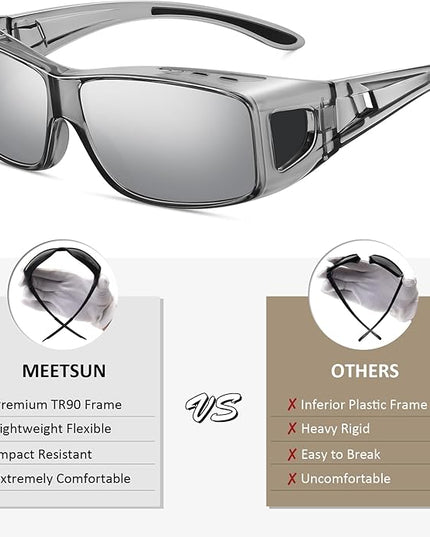 MEETSUN Fit Over Glasses Sunglasses for Men Women,Wrap Around Sunglasses Polarized UV400 Protection