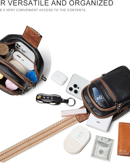 Sling Bag For Women Faux Leather Small Casual Daypack Backpack Fanny Pack Crossbody Chest Bags Purse